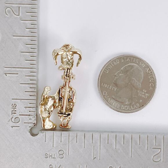 VTG Mid Century Poodle Dog Brooch Enamel Bow 1950s Novelty Figural Gold Tone Pin - Picture 8 of 8